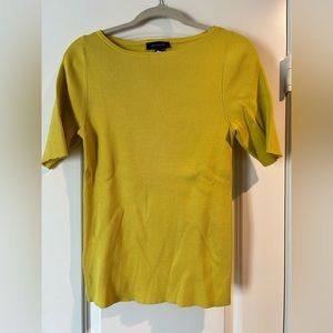 Lightweight elbow length mustard colored ribbed sweater.